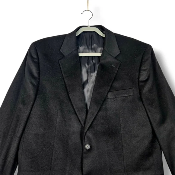 100% Cashmere Tasso Elba Blazer 44L for Black 2 Button Jacket Men's Macy's - Picture 3 of 14